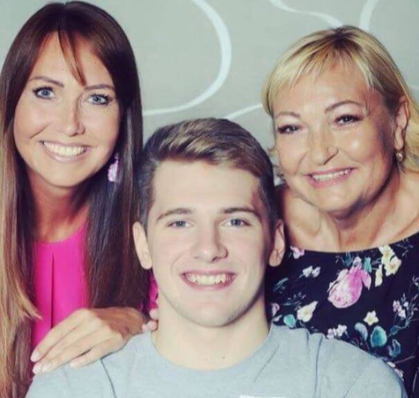 Mirjam Poterbin with her son Luka Doncic and mother Milena Poterbin.